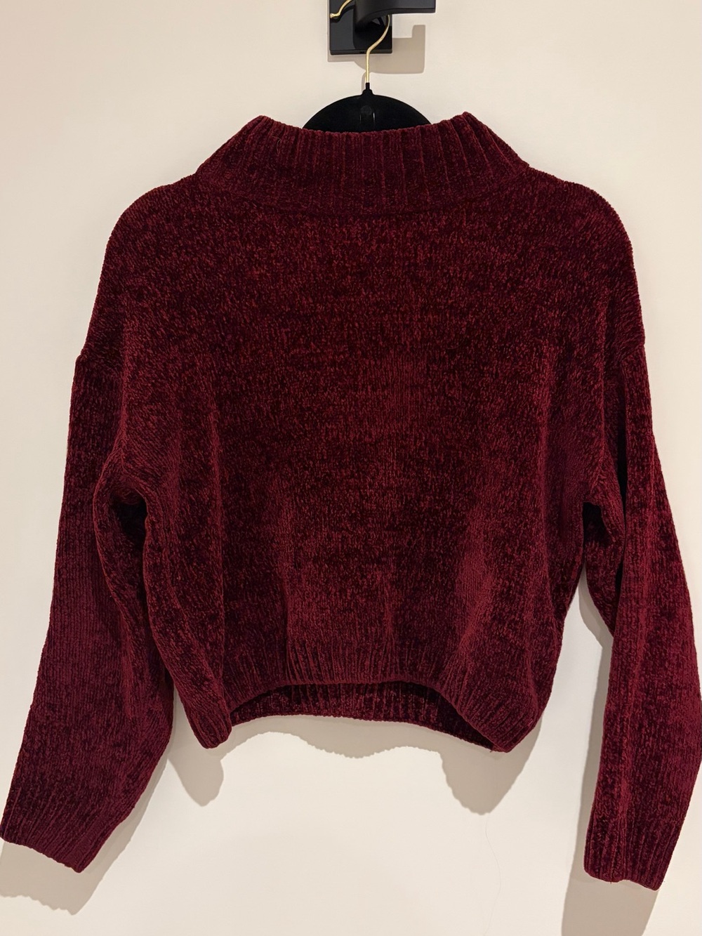 Pull&Bear Chenille Turtleneck Sweater - Burgundy